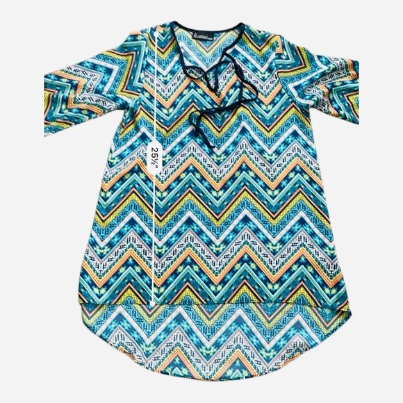 Signature Studio contemporary style chevron pattern top tunic S multicolor - Picture 6 of 14